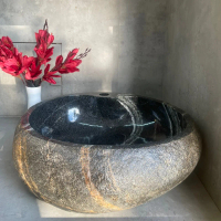Chậu lavabo rửa mặt đá đen - D02