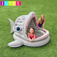 2021 intex Giant Inflatable roarin"s shark shade Swimming Pool Games Water Mattress Floats for baby children pool