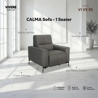 VIVERE Calma Sofa 1 Seater Dark Grey - Sofa Single Recliner