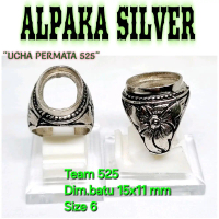 Ring emban alpaka super dim 15x11 tanam bunga size 6 bisa buat dim 14x10 / pengikat ring cincin batu