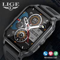 LIGE Outdoor Military Smart Watch Men Bluetooth Call Waterproof Smartwatch For Xiaomi Android IOS 100+ Sport Modes Fitness Watch