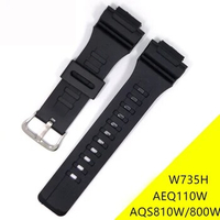 Replacement PU Watch band Bracelet for Casio G Shock AQS810W AQS800W AEQ110W W735H Strap Watch Accessories Wrist Band Black Belt