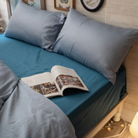 60支 精梳棉 6X7尺被套乙件 [雙生藍 ] 台灣製造 棉床本舖 抗漲省荷包 素色床包