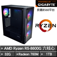 GIGABYTE技嘉 B650平台【異端戰場】R5-8600G六核娛樂效能主機(32G/1TB)