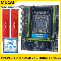 MUCAI X99 P4 Motherboard LGA 2011-3 Kit Set With DDR4 16GB(2*8GB) 2666MHz RAM Memory And Intel Xeon E5 2670 V3 CPU Processor
