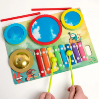 Kids Drum Set Baby Musical Instruments Toys For Toddlers 5 in 1 Wooden Musical Drum Kit Percussion Drum Montessori Toys For Kids