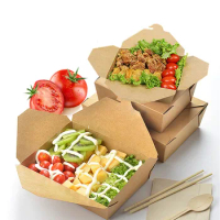 20pcs Kraft Paper Lunch Box Disposable Eco-Friendly Bento Takeaway Food Snacks Candy Gift Box Greaseproof Packaging Paper Boxs