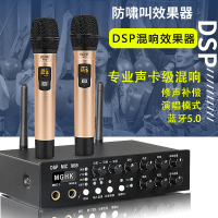 【最低價 公司貨】前級效果器無線話筒一拖二麥防嘯叫混音家用KTV會議卡拉OK混響器