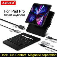 AJIUYU Magic Keyboard Case For iPad Pro 12.9 Inch 11 2021 2020 Air4 Tablet HDMI Dock Hub USB Adapter Protective Smart Cover