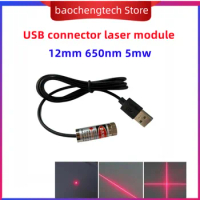 USB connector laser module 12mm 5mw Adjustable focus red Diode laser head Industrial level 650nm Dot Line Cross Beam location