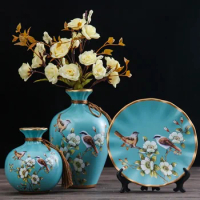 3Pcs/Set Ceramic Vase Vintage Chinese Style Animal Vase Fine Smooth Surface Home Decoration Furnishing Articles Flower Vase