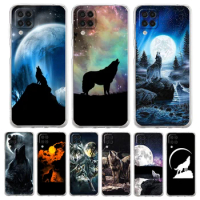 Moon Roaring Wolf Phone Case Cover For Samsung Galaxy A53 A32 A52 A72 A13 A22 A51 A71 A41 A31 A21S 5G Transparent Soft Shell Bag