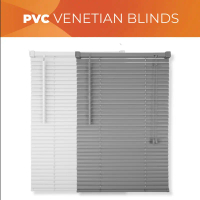 PVC Venetian Blinds Ready Made ukuran Jendela Minimalis tira Tarik Tahan Air Gordeng Abu dan putih H