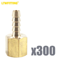 LTWFITTING Brass Fitting Coupler 1/4-Inch Hose Barb x 1/4-Inch Female NPT Fuel Water Boat(Pack of 300)