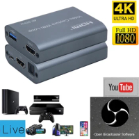 HD 1080P 4K 60Hz HDMI Audio Video Capture Card HDMI to USB 3.0 Video Capture Board Game Record Live Streaming Broadcast Loop Out
