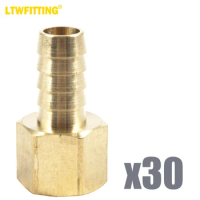 LTWFITTING Brass Fitting Coupler 1/2-Inch Hose Barb x 1/2-Inch Female NPT Fuel Water Boat(Pack of 30)