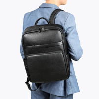 Men's leather backpack, large capacity backpack, computer bag