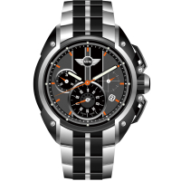 MINI Swiss Watches 熱血剽悍三眼計時腕錶-黑-45mm