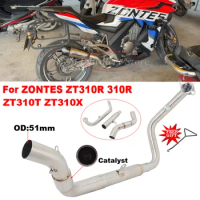Slip On For ZONTES ZT310R 310R ZT310T ZT310X 2021 Motorcycle Exhaust System Escape Front Link Pipe Connecting 51mm Muffler Moto