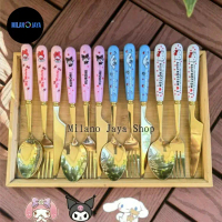 Set Sendok Garpu Cutlery Set Anak Sekolah Kotak Sendok Sumpit Belajar Chopsticks Alat Makan Anak Bay