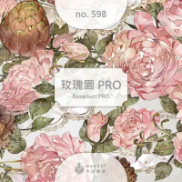 1loop Rosarium Pink flower Rose garden PET Tape Journal Planner Decoration