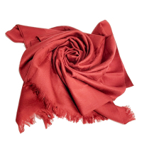 COACH 經典C LOGO羊毛混桑蠶絲巾圍巾(深紅)