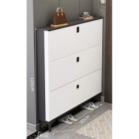 輕奢翻鬥鞋櫃進門玄關櫃 ([雙層款]雙拼灰白色90*24*120cm）