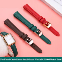 Genuine Leather Watch Strap for Ar-mani Fossil Casio Sheen Little Green Watch DL21006 Women's Watchband Bracelet 10mm 12mm 14mm