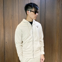 美國百分百【全新真品】Abercrombie & Fitch 連帽外套 棉質 AF 夾克 長袖 logo 米白 CB32