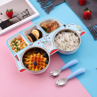304 Stainless Steel Dinner Plate Children's Dinner Plate Set Kindergarten Cartoon Fast Food Plate Ba