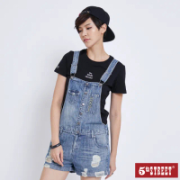 【5th STREET】短褲 吊帶 牛仔短褲 女短褲 牛仔 淺藍(990032)