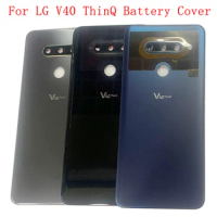 Battery Cover Rear Door Housing Back Case For LG V40 ThinQ Battery Cover Camera Frame Lens with Logo Repair Parts