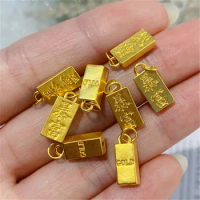 1pcs Pure 999 24K Yellow Gold Women Rectangle Gold Bar Oblong Pendant 0.3-0.5g