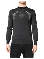 Mens Guns Clover Horseshoe Sweater in Grey