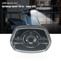 Black Motorcycle Low Beam And High Beam LED Headlight For Vespa Sprint 150