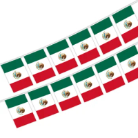 Free shipping Mexcio string flag 14cmx21cm Mexcio Flag Red White Green Mex Mx Mexican National Flags Mexicanos string Banner