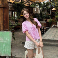 (PB.HAVANA) Áo babydoll ARIA Form croptop nữ tính, tay bồng nhẹ nhàng, phối dây buộc AO477