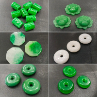 Liontin Batu Giok Donat Koin Ukir Carved Yinyang Lotus Tabung