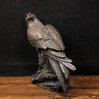 8"Tibetan Temple Collection Old Bronze Cinnabar Ksitigarbha mount Eagle Great Eagle Grand plans Ornaments Town House