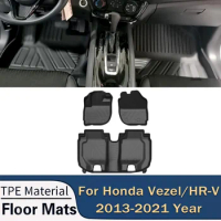 For Honda Vezel HR-V 2013-2021 HRV Car Floor Mats All-Weather TPE Foot Mat Odorless Pad Waterproof Tray Mat Interior Accessories