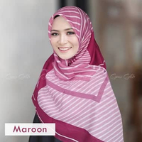 Hijab Segiempat Katun Voal Motif Salur Premium L Biru Tosca
