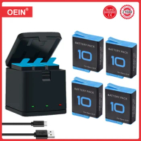 1800mAh Battery for GoPro hero 10 +LED 3-Slots Charger with Type-C Port For GoPro Hero 9 Go Pro 10 hero 11 Sport Cameras