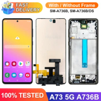 AMOLED Screen for Samsung Galaxy A73 5G A736 A736B Lcd Display Touch Screen with Frame for Samsung A73 5G Replacement