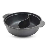 32cm Cast Iron Soup Pot Chinese Hot Pot Shabu shabu Cast Iron Stew Fondue Pot 3~6 People use