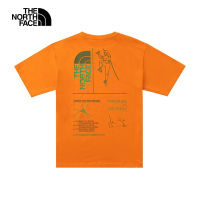 【The North Face 官方旗艦】北面UE男款橘色科學攀登元素印花短袖T恤｜886EPCO