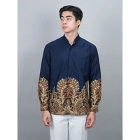 Swipe Up Kemeja Batik Pria Modern Slimfit Lengan Panjang Charisma Black 3XL Charisma DarkNavy PJ
