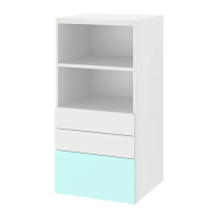 SMÅSTAD/PLATSA 書櫃, 白色 淺土耳其藍/附3個抽屜, 60x57x123 公分