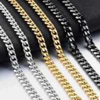 Minimalist Trendy Hip-Hop Style Stainless Steel Six-Sided Polished Chain Hip-Hop Titanium Steel Cuba