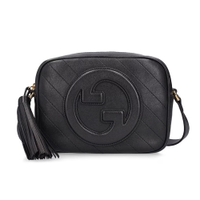 【GUCCI 古馳】742360 新款BLONDIE系列流蘇造型斜背包相機包(黑色)