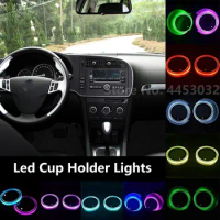 Led Cup Holder Lights For SAAB SCANIA 9-3 93 9-5 9 3 9000 9 5 Decorative Lamps 7 Colors Mat Coaster
